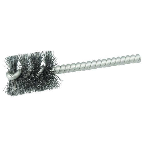 Weiler® 21077 Power Tube Brush, 7/8 in Brush Dia, 1 in Brush Length, 3.5 in Overall Length, 0.006 in Filament/Wire Diameter, Steel Fill