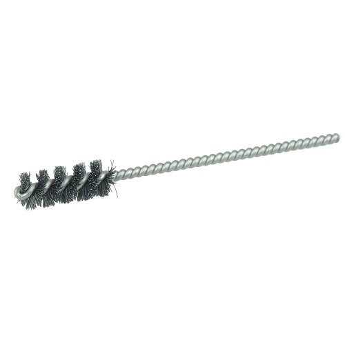Weiler® 21282 Power Tube Brush, 3/8 in Brush Dia, 1 in Brush Length, 3.5 in Overall Length, 0.006 in Filament/Wire Diameter, Steel Fill