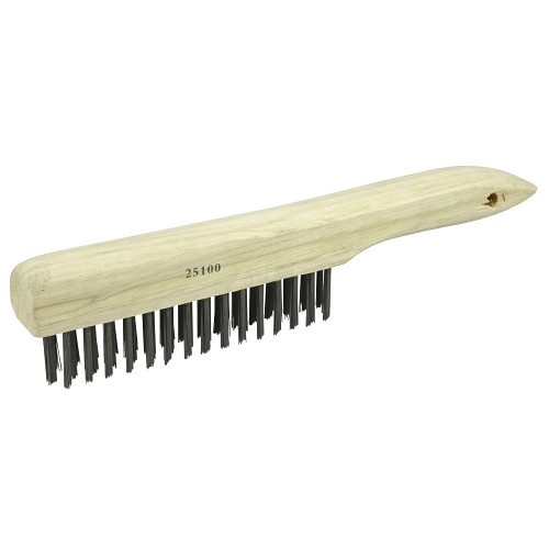 Weiler® 25100 Wire Scratch Brush, 10 L x 1 W in Block, 1 in Trim Length, Steel Trim