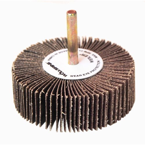 Weiler® Weiler® 30727 Coated Abrasive Flap Wheel, 3 in Wheel Dia, 1 in Face Width, 1/4 in Shank Dia, 80 Grit, Steel Abrasive