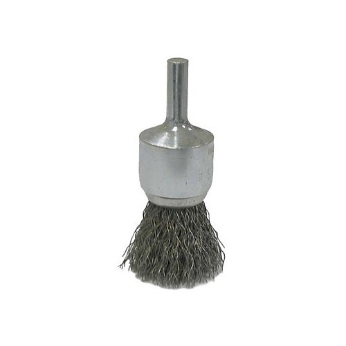 Weiler® 36046 End Brush, 3/4 in Brush Dia, Knot Wire, 0.014 in Filament/Wire Diameter, Carbon Steel Fill, 1/4 in Trim Length