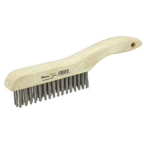 Weiler® 44064 Wire Scratch Brush, 10 L x 9.6 W in Block, 1-3/16 in Trim Length, Stainless Steel Trim