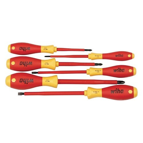 Wiha® Wiha® 817-32092 Screwdriver Set, Combo, 6 Piece, Electrician Insulated, Standard/Phillips® Screwdriver Types Included, Molybdenum Steel, Chrome Vanadium Steel