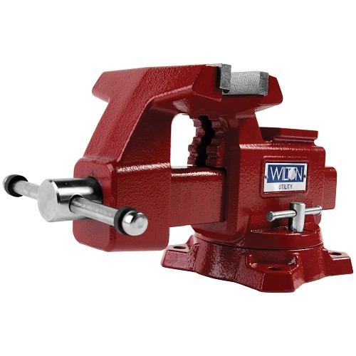 Wilton® 28819 Utility Bench Vise, Serrated Jaw, 5 in Jaw Opening, 5-1/2 in W Hardened Steel Jaw, 3-1/4 in D Throat