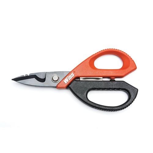 CRESCENT Wiss® W5T Electrician's Data Scissor, 2-7/8 in L of Cut, 6-3/8 in OAL, Serrated Edge, Steel Blade, Ambidextrous Hand