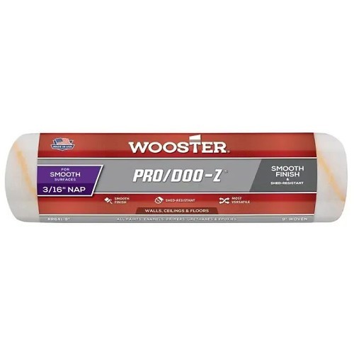 Wooster® Pro/Doo-Z® 0RR6410090 Paint Roller Cover, 3/16 in Nap, 9 in Length, Woven, Smooth Surface