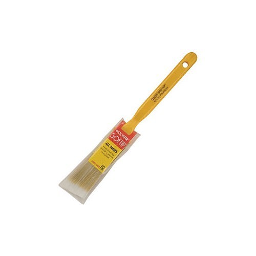Wooster® Sof Tip 0Q32080010 Paint Brush, 2-3/16 in Overall Length, 1 in W x 3/8 in T Brush, Polyester/Nylon Brush, Plastic Handle