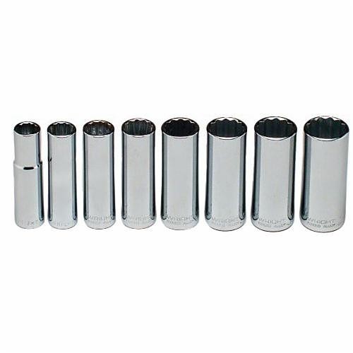 Wright Tool 409 Impact Socket Set, Imperial, 12 Points, 1/2 in Drive, 8 Pieces, Included Socket Size: 1/2 to 15/16 in