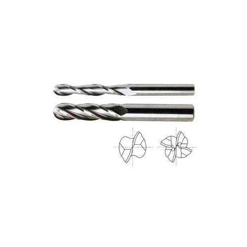 YG-1 51593TF Ball End Mill, 1/2 in Cutter Dia, 2 in Length of Cut, 4 Flutes, 1/2 in Shank Dia, 4 in Overall Length, Tylon F
