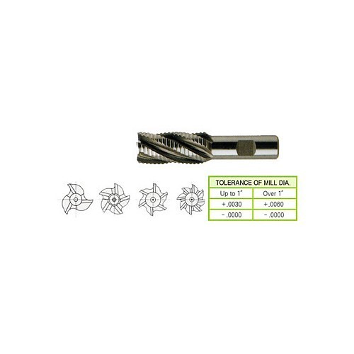 YG-1 60480CN Roughing End Mill, 2 in Cutter Dia, 2 in Length of Cut, 8 Flutes, 2 in Shank Dia, 5-3/4 in Overall Length, Tin Coated