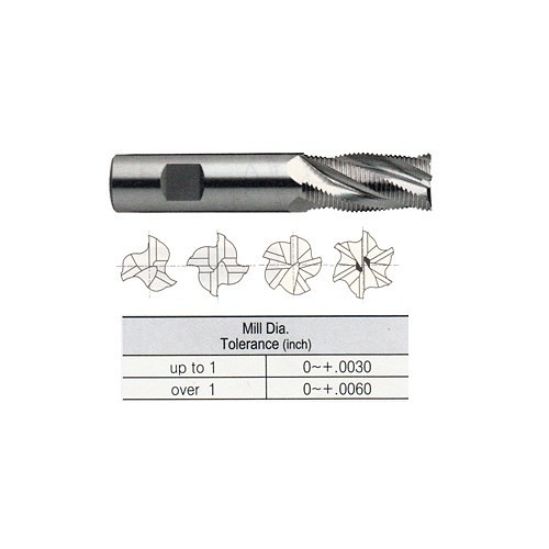 YG-1 E9990048TF Roughing End Mill, 3/4 in Cutter Dia, 1-5/8 in Length of Cut, 4 Flutes, 3/4 in Shank Dia, 3-7/8 in Overall Length, Tank Power Coated