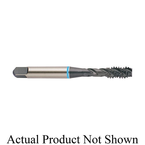 YG-1 BM365 Blue Ring High Performance Spiral Flute Tap, Right Hand Cutting, M8x1.25 Thread, D5 Thread Limit, Modified Bottoming Chamfer, Right Hand Flute Direction, 3 Flutes, Hardslick Coated, Super HSS