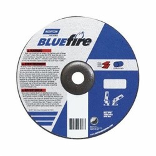 Norton® BlueFire® 66252843213 Depressed Center Wheel, 4-1/2 in Dia x 1/4 in THK, 24 Grit, Zirconia Alumina Abrasive