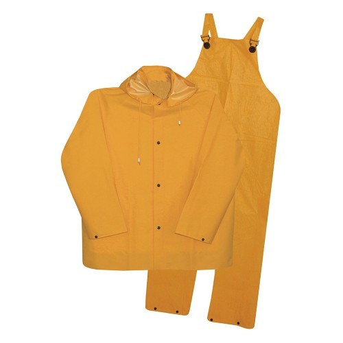 Boss® 3PR0300YL 3-Piece Premium Grade Rainsuit, L, Yellow, Polyester/PVC, Detachable Hood