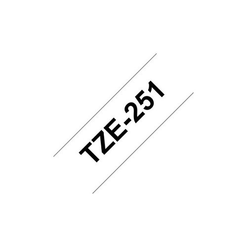 brother® TZE-251 Label Tape, 8 m Length, 24 mm Width, PET Film Adhesive, Black on White