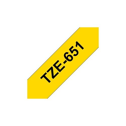 brother® TZE-651 Label Tape, 8 m Length, 24 mm Width, Black on Yellow