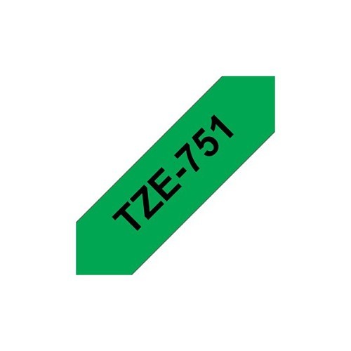 brother® TZE-751 Label Tape, 8 m Length, 24 mm Width, Black on Green