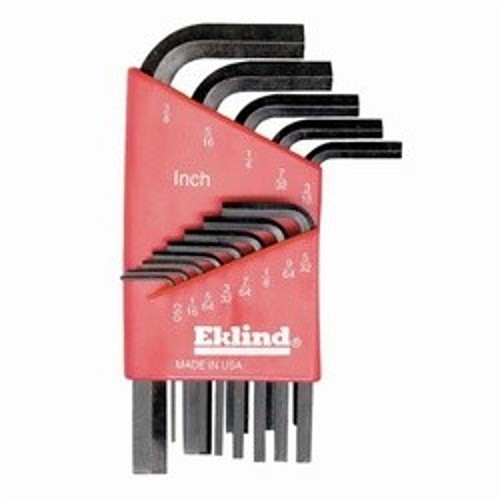 Eklind® 10113 Hex-L® Short Key Set, 13 Pieces, 0.05 to 0.375 in Hex, L-Handle Handle, ANSI B18.3, Alloy Steel, Black Oxide
