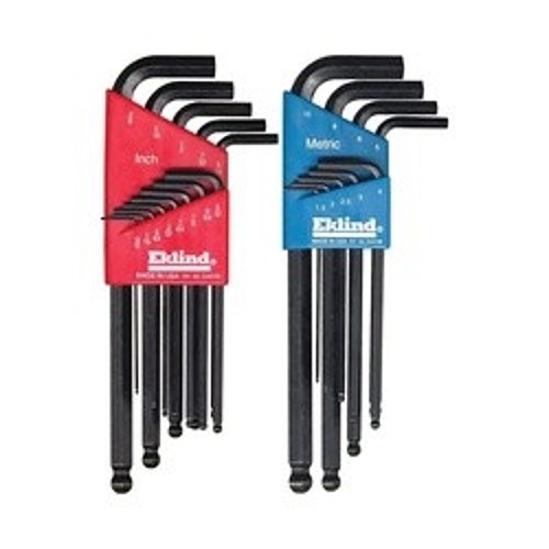 Eklind® 13222 Hex Key Set, Metric/SAE, 22 Piece, 0‎.050 to 3/8 in, 1.5 to 10 mm Hex, Ball End Drive, L-Handle Handle, Alloy Steel, Black