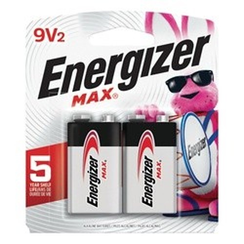 Energizer® MAX® 522BP-2 Alkaline Battery, Zinc Manganese Dioxide (Zn/MnO2), 9 V Nominal, 625 mAh Nominal