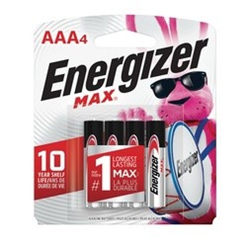 Energizer® MAX® E92BP-4 Alkaline Battery, Zinc Manganese Dioxide (Zn/MnO2), 1.5 V Nominal, AAA