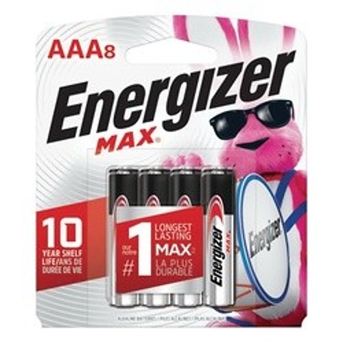 Energizer® MAX® E92MP-8 Alkaline Battery, Zinc Manganese Dioxide (Zn/MnO2), 1.5 V Nominal, AAA