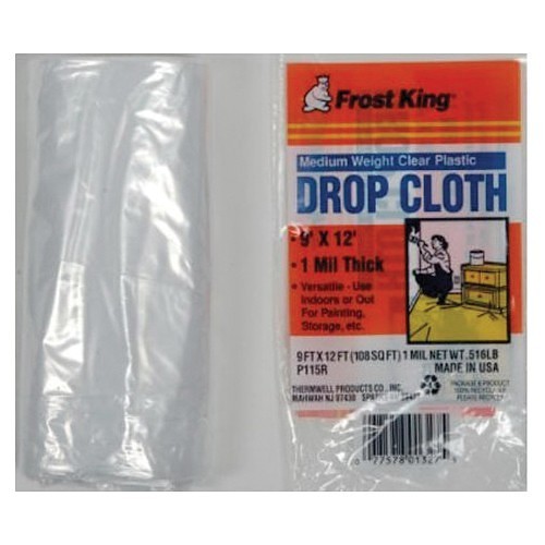 Frost King® P115R Drop Cloth, 9 ft L x 12 ft W x 1 mil THK, Polyethylene