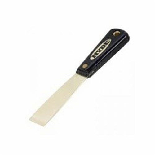 Hyde® 02080 Heavy Duty Non-Magnetic Putty Knife, 3-3/4 in L x 1-1/4 in W, Brass Blade, Stiff Blade Flexibility, Chisel Edge