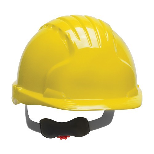 JSP® 280-EV6151-20 Evolution® Deluxe 6151 Non-Vented Short Brim Hard Hat, SZ 6-5/8 Fits Mini Hat, SZ 8 Fits Max Hat, HDPE, 6-Point Suspension, ANSI Electrical Class Rating: Class E, ANSI Impact Rating: Type I, Ratchet Adjustment