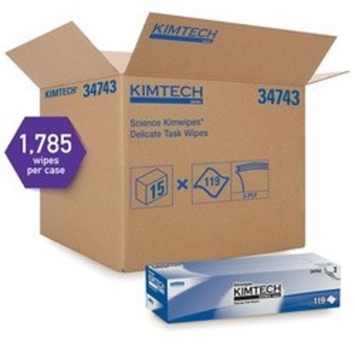 Kimtech* Kimwipes* 34743 Delicate Task Wiper, 11.8 in W, 119 Sheets Capacity, Tissue, White