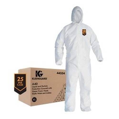 KleenGuard™ 44324 A40 Liquid Particle Protection Disposable Coverall, XL, White, Microporous Film Laminate, 26-1/2 in Chest, 38-1/2 in L Inseam