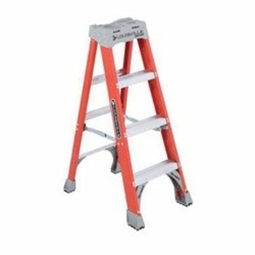 Louisville® FS1504 FS1500 Type IA Ribbed Step Ladder, 4 ft H Ladder, 300 lb Load, 3 Steps, Fiberglass, A14.5