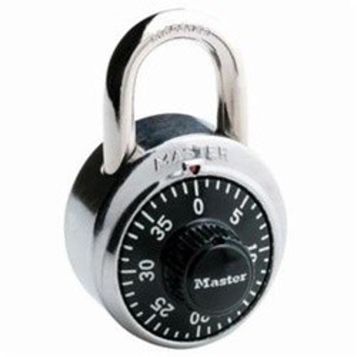 Master Lock® 1500D Safety Padlock, Combination Key, Metal/Stainless Steel Body, 9/32 in Shackle Diameter, Black, 3-Digit Dialing Locking Mechanism