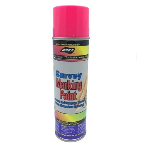 Aervoe® 229 Survey Marking Paint, 17 oz Container, Fluorescent Pink, 740 linear ft Coverage, 8 hr Curing