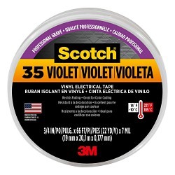 3M™ 11271 Electrical Tape, 66 ft Length, 3/4 in Width, 7 mil Thickness, Rubber Resin Adhesive, PVC Backing, Violet