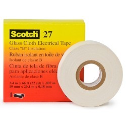 3M™ Scotch® 15074 Glass Cloth Tape, 66 ft Length, 3/4 in Width, 7 mil Thickness, rubber Adhesive, Glass Cloth Backing, White