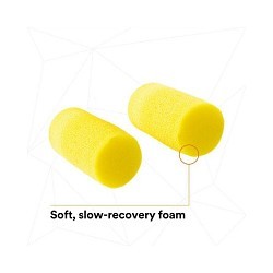 3M™ 247-310-1101 Earplug, Uncorded, 33 dB Noise Reduction Rating, Cylinder, Roll Down, Large, Yellow Neon Plug