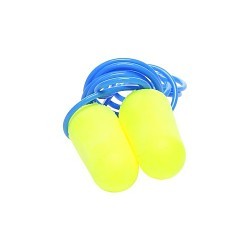 3M™ 247-311-1250 Earplug, Soft Corded, 33 dB Noise Reduction Rating, Tapered, Roll Down, Regular, Yellow Neon Plug, Yellow Neon Cord