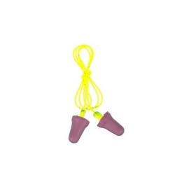 3M™ 247-P2001 Earplug, No-touch Corded, 29 dB Noise Reduction Rating, Push-to-fit foam, Regular, Purple Plug, Purple Cord