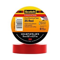 3M™ Scotch® 7000006094 Electrical Tape, 7 mil Thickness, Rubber Adhesive, PVC Backing, Red