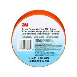 3M™ 7000028965 Vinyl Tape, 5 mil Thickness, Rubber Adhesive, PVC Backing, Orange