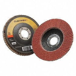 3M™ Cubitron™ 7000148181 Coated Abrasive Flap Disc, 4-1/2 in Disc Dia, 0.875 in Center Hole, 40 Grit, Coarse Grade, Ceramic Abrasive, Type 27 Disc