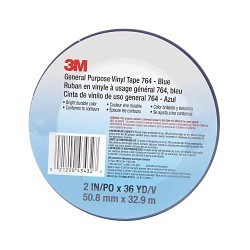 3M™ 764 Vinyl Tape, 36 yd Length, 2 in Width, 5 mil Thickness, rubber Adhesive, PVC Backing, Blue