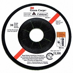 3M Green Corps™ 51164 Grinding Wheel, 4-1/2 in Wheel Dia, 1/8 in Wheel Thickness, 7/8 in Center Hole, 36 Grit, Ceramic Aluminum Abrasive