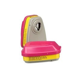 3M 60923 Organic Vapor Cartridge, Series: 6000 Series, For Use With: 6000, 7000 Series Half, Full Facepiece Respirators, Ff-400 Series, Bayonet, Magenta/Yellow