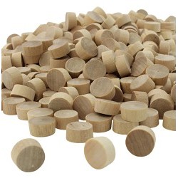 Plug, 1/2 in OD, Wood, Natural, 120/Pack