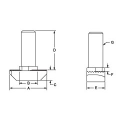 Drop-In T-Stud, Metric, M6, Steel, Zinc Plated