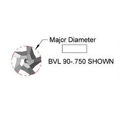 A.B. Tools BVL 60-.750 Bevel Cutter, 0.390 to 0.75 in Cutting Dia, 5 Flutes, Solid Carbide Tipped