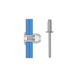 AFIXX Alliance MARSSSB8-12S Blind Rivet, Open End, Stainless Steel, 1/4 in Rivet Dia, 1 in Length, 0.626-0.75 in Grip Range, Dome