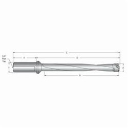 Allied Machine & Engineering APX™ W7005H-200F 70 Series Helical Flute Replaceable Drill Insert Holder With Internal Through Coolant Channel, Flanged Shank, 5-1/8 in D Drill, W7005H Tool Holder